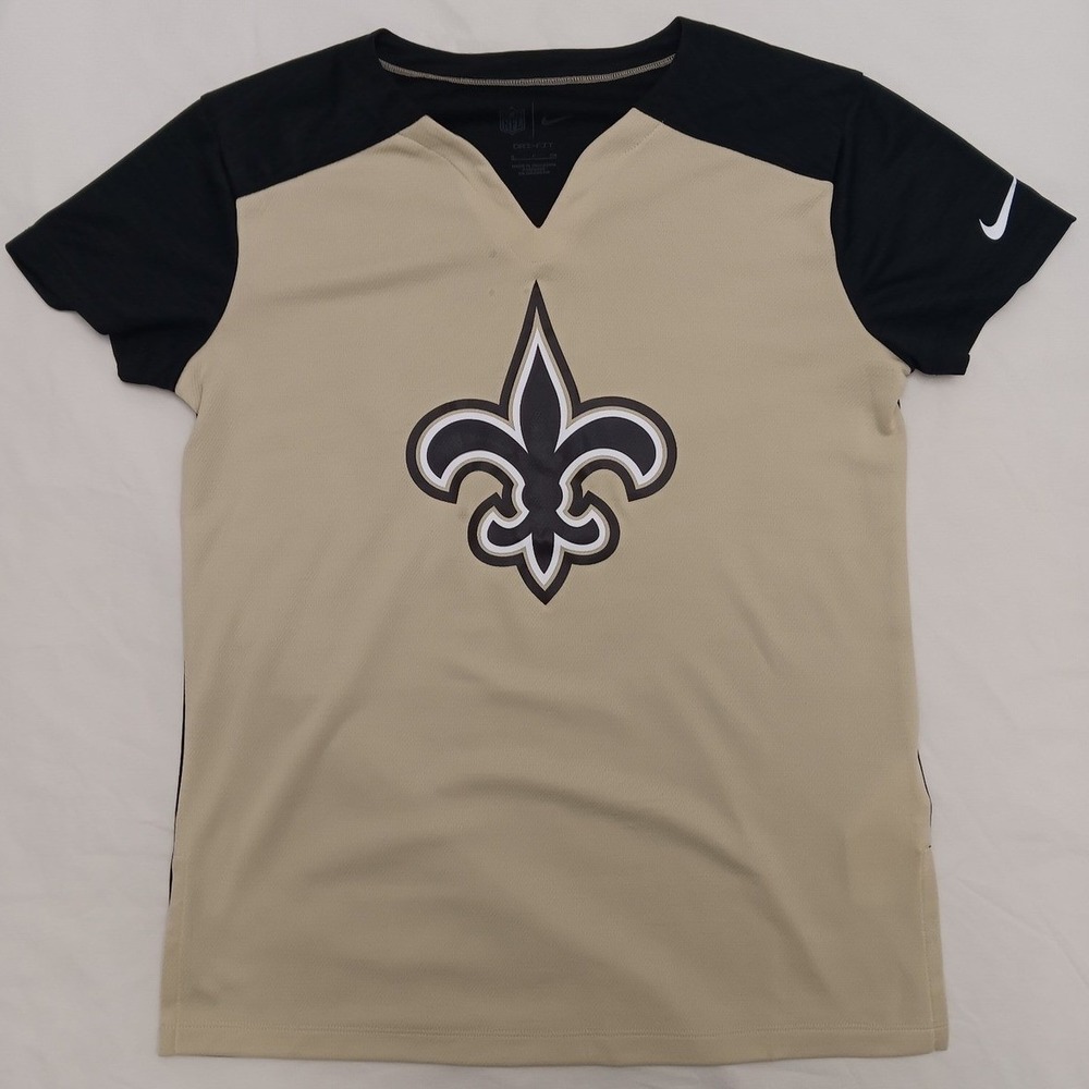 Nike Womens New Orleans Saints NFL Dri-Fit T-Shirt Size S‎ Gold Black